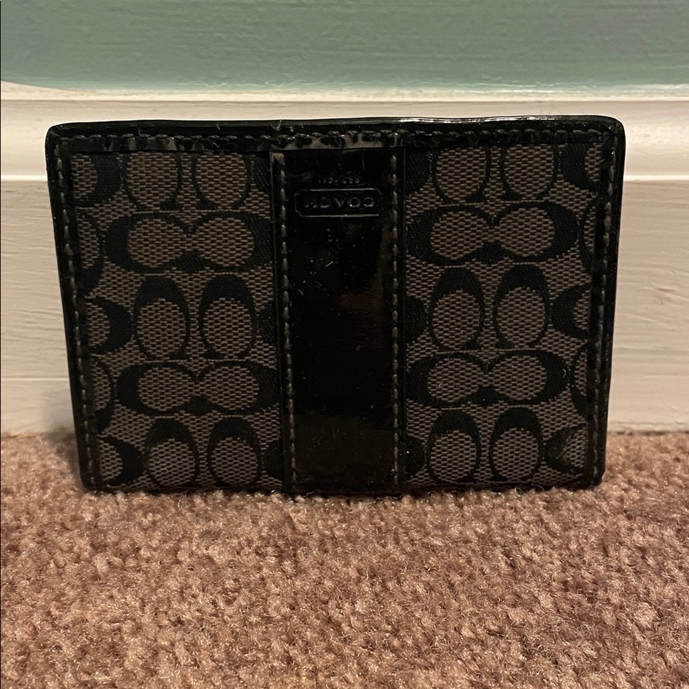 Coach Signature Black and Brown Card Holder